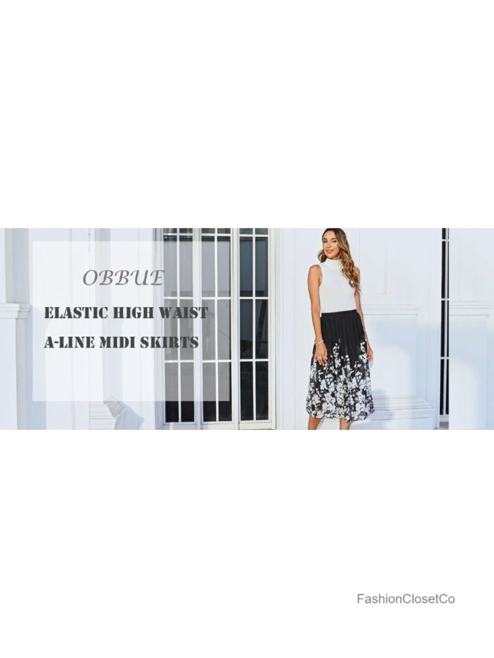 Chiffon Pleated A-Line Midi Skirt Elastic High Waist - Picture 5 of 6